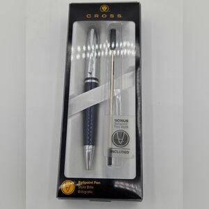 NIB Cross Ballpoint Pen with Refill Calais Chrome/Blue + Refill